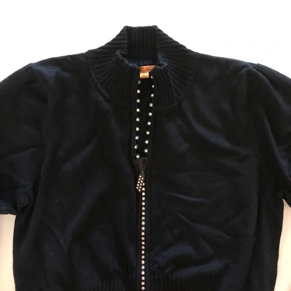Belldini Sweaters Belldini Black Rhinestone Zipper Front
